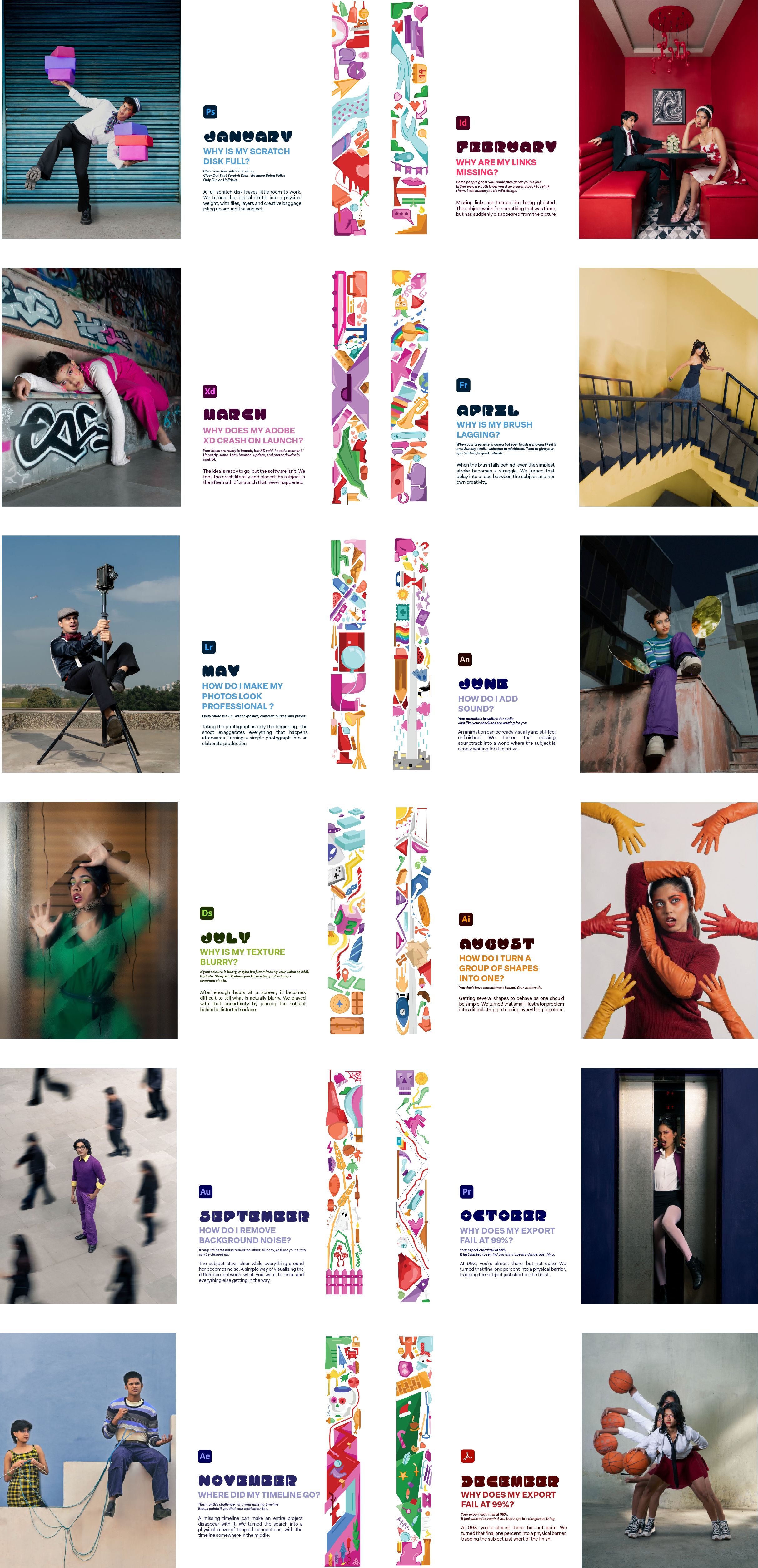 Creative Errors 2026 monthly calendar designs